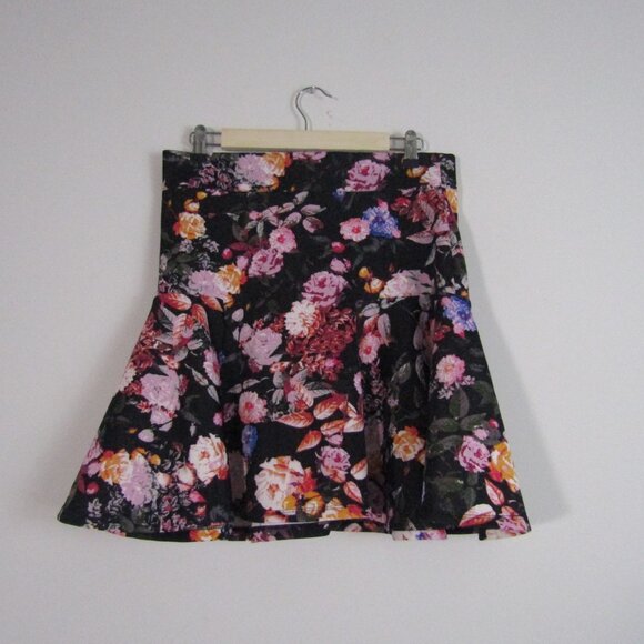 Marilyn Monroe Floral Mini Skirt Large Black Romantic Girly Flounce - Picture 1 of 10